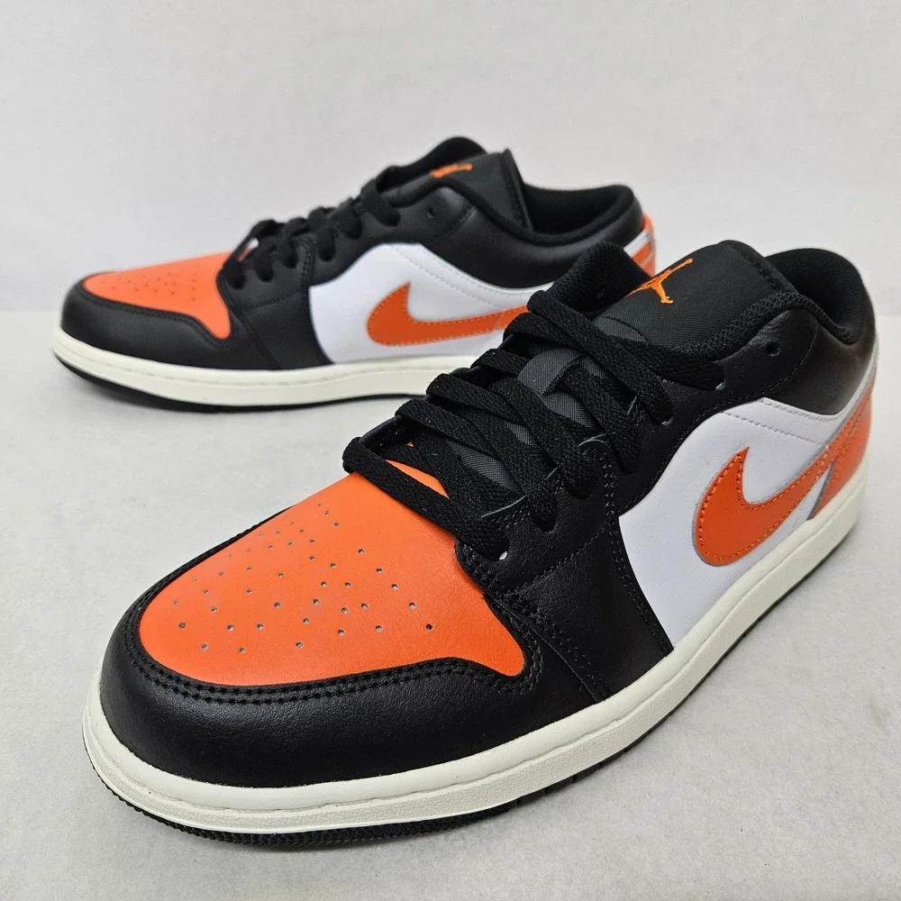 Nike Air Jordan 1 Low Sneakers 553558-081 Black Starfish White Mens Size 10.5‎